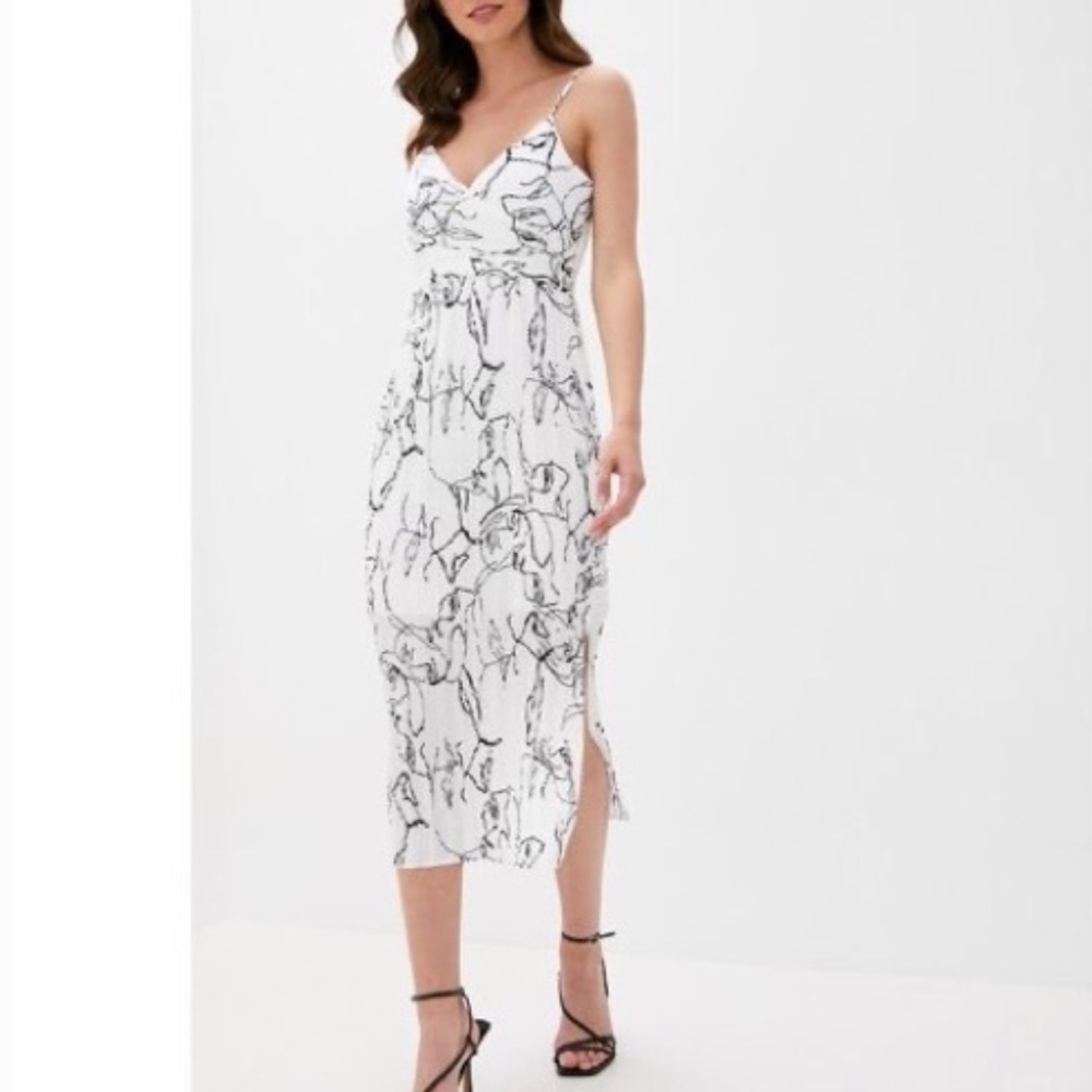 Banana Republic PRINT PLISSÉ MIDI DRESS Sz 8 NWT - Picture 1 of 7